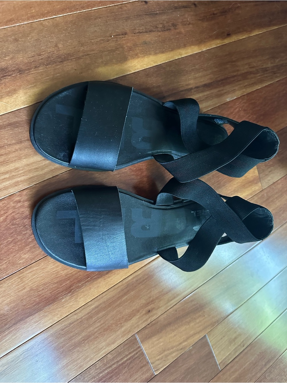 Sorel Ella II Black Elastic Strap Sandals